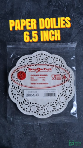 (isi 100 pcs) Paper Doyleys 6.5" Inch Kertas Doilies 165 cm Alas Toples Kue Renda Round White Dragon Pack