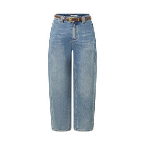 BADINA | Quần Jeans Ống Rộng Dáng Thẳng Đai Cao Phong Cách Retro