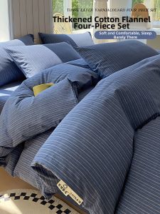 SHAYA | Bộ Đồ Chăn Ga Gối Bông Flannel Cotton Dày Đơn Giản