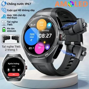 Đồng Hồ Thông Minh 2 Trong 1 Tích Hợp Tai Nghe Bluetooth NFC TWS Đo Nhịp Tim & Huyết Áp Theo Dõi Thể Dục Thể Thao Dành Cho Android & iOS