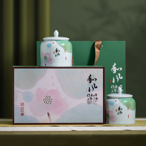 2025 New High-End Ceramic Tea Leaf Packaging Box Empty Gift Box Ming before Dragon Well Biluochun Green Tea Packaging Empty Box