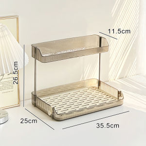 ชั้นวางขวดนมแบบสองชั้น ชั้นวางของสำหรับเด็ก เครื่องมือเสริมอาหารสำหรับเด็ก กล่องเก็บของแบบระบายน้ำ กล่องเก็บของแบบตั้งบนโต๊ะ วัสดุอะครีลิก