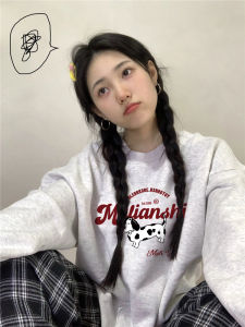 Pure Cotton American Retro Overhead Sweatshirt Womens Loose Long Sleeve Top Comfortable Lazy Style Spring Fashion 2025