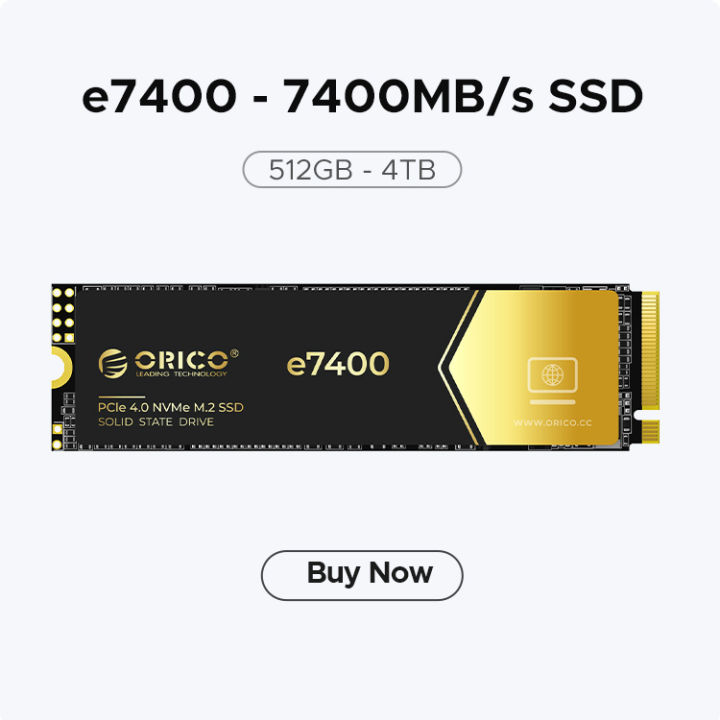 ORICO SSD 4TB NVME M2 2TB 1TB 512GB PCIe 4.0x4 2280 Heatsink SSD Nmve Internal Hard Drive 7400 Mb/s Internal SSD For PS5 Laptop