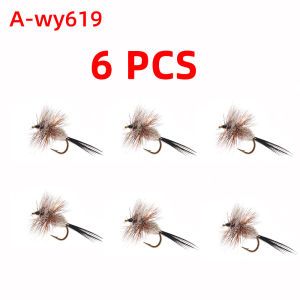 ICERIO 6PCS Grizzly Brown Hackle Adams Irresistible Dry Fly May Fly Midge Fly Mosquito Fly Pike Bass Trout Fishing Lures Baits