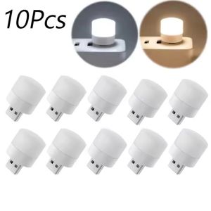 1/10Pcs Mini USB Night Light Warm White Eye Protection Book Reading Light USB Plug Computer Mobile Power Charging LED Night Lamp