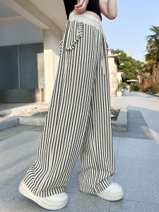 Quần Dài Thường Ngày Cho Bé Gái Mùa Hè Mỏng 2025 Phong Cách Mới Thời Trang Trung Học Cơ Sở Bé Gái Kẻ Sọc Quần Ống Rộng Thẳng