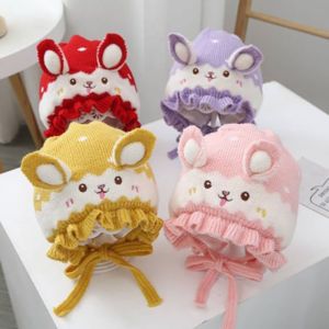 ROLL Warm Baby Hat Windproof Woolen Yarn Baby Knitted Woolen Hat Cute Thickening Girls Ear Protection Cap