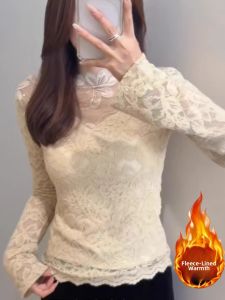 chaqi | Lace Spliced Fleece Thermal Underwear