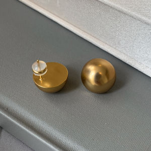 CAFFTI | French Style Golden Round Matte Minimalist Luxury Earrings