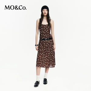 MO&Co. | Retro Polka Dot Silk Double Crepe Bias Cut Fitted Dress