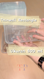 ECER Thinwall 500ml Persegi Panjang Plastik Food Grade Container Rectangle Kotak Makan Bening PP