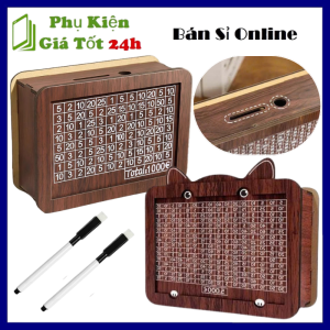Hộp Đựng Tiền Tiết Kiệm Bằng Gỗ Thử Thách Tiết Kiệm 100 Ngày Giúp Lên Kế Hoạch Thông Minh - Hộp Tiết Kiệm Gỗ  Ống Heo Bằng Gỗ