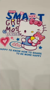 Áo Thun Cổ Tròn Tay Ngắn Cho Bé Gái Họa Tiết Hello Kitty Phong Cách Thời Trang