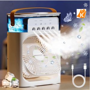 Personal Mini Small Evaporative Air Cooler Desktop Cool Mist Humidifier with 7 Colors LED Light 1/2/3 H Timer 3 Speeds & 3 Spray Modes for Room Office Home Travel