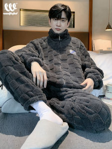 ชุดนอนผู้ชาย ฤดูหนาว หนา ขนแกะ เสื้อผ้าอยู่บ้าน ขนแกะ ขนแกะ ขนปะการัง ผ้าฝ้ายโพลีเอสเตอร์ ฤดูใบไม้ร่วง 2022 วัสดุอื่นๆ