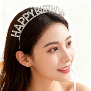1Pcs Happy Birthday Crystal Rhinestone Crown Hair Bands for Kids Girl Hoop Headband Wedding Prom Tiaras Hair Jewelry Accessories
