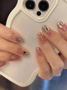 MONLEYTA | Nhựa móng tay thủ công Pure Handmade Wearable Nail Art Autumn Winter Collection High-End Feelings Short And Medium Long Nail Stickers