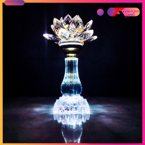 [Giá bán 1 cây đèn] Đèn thờ pha lê hoa sen pha lê cao cấp dùng trang trí tủ thờ đèn phong thủy đẹp (PL35)