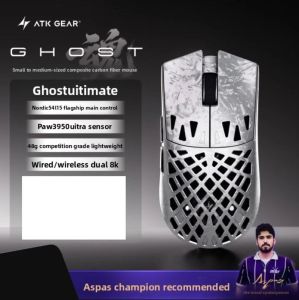 ATK GHOST Extreme Wireless Gaming Mouse PAW3950 Ultra 42000 DPI 8K Polling 48g Carbon Fiber Hollow Esports for PC Laptop Gamer