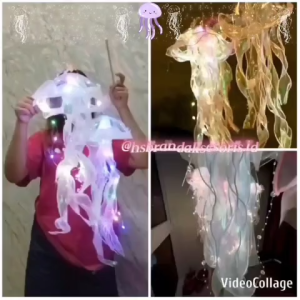 LAMPION LED UBUR-UBUR IMPORT PREMIUM / DIY LENTERA UBUR-UBUR MOONCAKE / TENG LONG CAP GO MEH / LAMPION DEKORASI IMLEK / LED LANTERN JELLY FISH RAINBOW MID AUTUMN / LJF8817