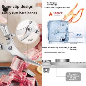 MONLEYTA | German Precision Kitchen Scissors Powerful Stainless Steel Multi-Function Food Clippers For Chicken Duck Goose Bone Cutting