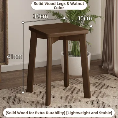 ZHUSHANXIA | Modern Simple Dining Chair Stackable Round Stool Solid Wood Square Stool Low Stool