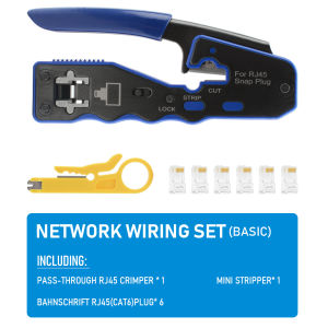 All-in-One RJ45 Crimping Tool Pass Through Ethernet Stripper Cutter Compatible with Cat6 Cat5 8P8C Plugs