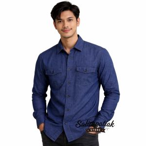 Kemeja Jeans Jumbo Lengan Panjang Pria - Kemeja Denim - Pakaian Pria > Atasan > Kemeja
