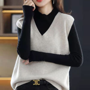 LUQIAN | Large Size V-Neck Loose Knit Vest