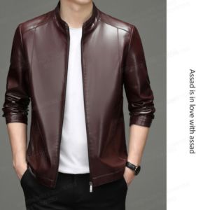 Men's Stand Collar Leather Jacket: Sheepskin Plush Coat & Short Leather Jacket
