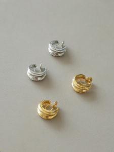 Tone Texture Ruched Ear Clip Mosquito Coil Fancy Minimalist Fashionable French Style Earless Female Earrings Ear Studs