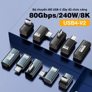 Cáp Chuyển Đổi Góc 90 Độ USB4 V2 Type-C 80Gbps Thunderbolt 5 4 3 Đầu Nối Khuỷu Tay 240W Dành Cho MacBook Air 40Gbps