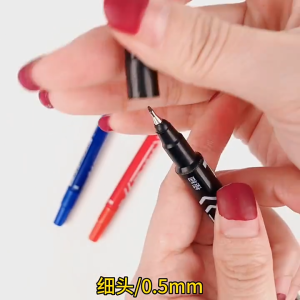 12Pcs 0.5/ 1mm Technical Drawing Pen Black/Red/Blue Artists Sketch Marker Pen Office Writing double-head