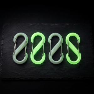 (4pcs) Glow-In-The-Dark S-Biner Carabiner Clip Set Dual-Spring Multi-Purpose Hooks For Camping Backpacks Gear Organization