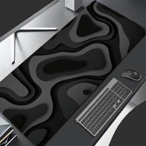 Black and grey abstract art pattern design Mouse Pad Desk Mat with Stitched Edge Rubber anti-slip Gaming mat keyboard mouse pads