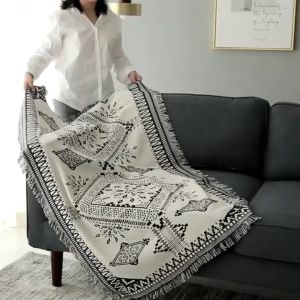 Thảm Sofa Vải Cotton Cao Cấp Nhập Khẩu Bohemian Trang Trí Sofa Phòng Khách Khăn Trải Bàn Picnic Decor Homestay