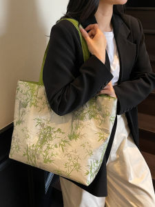 กระเป๋าผ้าแคนวาสปักลายสไตล์จีนใหม่ กระเป๋าถือสะพายไหล่ข้างเดียวสำหรับเดินทาง กระเป๋าถือขนาดกลาง กระเป๋าเดินทางแบบลำลอง