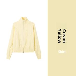 Thickened Half-High Collar Zipper Sweater Coat Womens 2025 New Autumn Fashion Purple Taro Twisted Knitted Loose Fit Cardigan