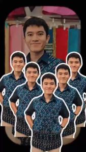 เสื้อซาฟารีชาย อัดกาวทั้งตัว ผ้าไทย ฝ้ายเเต่งลาย ผ้าทอ กระเป๋าเอก 1 ใบ ล้วงข้าง 2 ใบ ใส่ทำงาน ใส่เป็นทีม น้ำเงิน พี่พิมพ์ ผ้าไทย