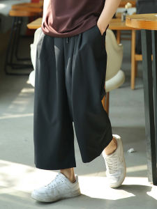 Black Wide Leg Workwear Pants Drapey Casual Trousers Nine Points Straight Leg Summer New Arrival Womens Premium Fashion