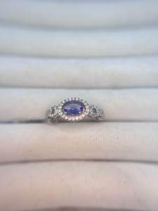 Elegant Tanzanite & CZ Diamond Ring | 925 Sterling Silver