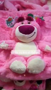 Túi Gấu Dâu Lotso Màu Hồng Nhạt Tai Đính Trái Dâu Siêu Dễ Thương  Siêu Cute Lông Siêu Mịn