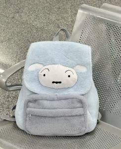 Cute Cartoon Plush Backpack Casual Double Shoulder Commuter School Bag Sweet College Style Zipper Closure Non-Waterproof