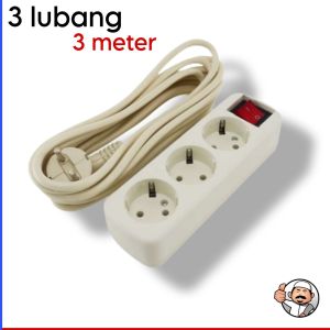 Stopkontak kabel 3 lubang 1.5 3 5 meter cable terminal kuningan colokan listrik