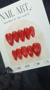 Lizzy Nail 102 | Nailbox Móng Úp Mắt Mèo Đỏ | Set 10 Móng Giả Press On Nails Dự Tiệc Đám Cưới Kỷ Yếu