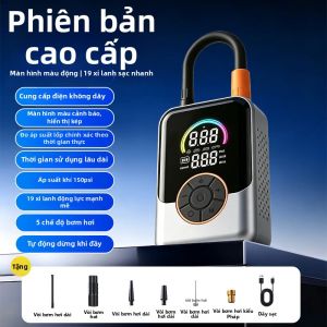 Bơm Điện Không Dây Cầm Tay Có Đồng Hồ Đo Áp Suất Lốp Cho Xe Đạp Điện Và Xe Máy