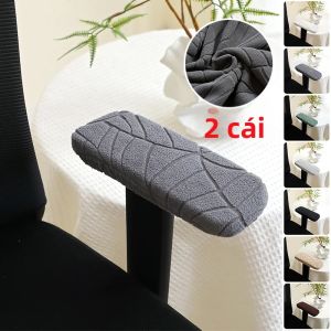 2 Cái/bộ Màu Trơn Co Giãn Ghế Văn Phòng Có Tay Vịn Vỏ Bọc Mềm Jacquard Xoay Bảo Vệ Tay Cho Gia Đình Và Văn Phòng