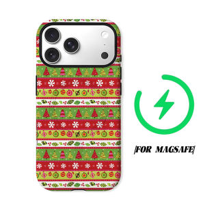 Christmas Striped Tile Phone Case for iPhone 18 17 16 15 14 13 12 11 Air Pro Max Plus Double-layer Cover
