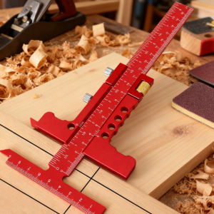 Woodworking Scriber CaliperAluminum Alloy Sliding Marking Gauge T-Square Scribing Marking Framing Ruler Tool for Carpentry Tool